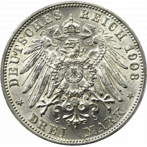 Niemcy, Bawaria, 3 marki 1908