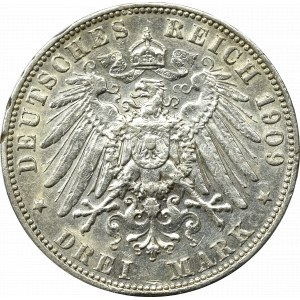 Niemcy, Saksonia, 3 marki 1909