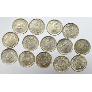 British India, Lot of 1/4 rupee 1940-45 (14 ex)