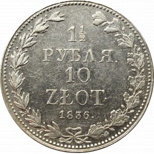 Zabór rosyjski, Mikołaj I, 1-1/2 rubla=10 złotych 1836 MW, Warszawa