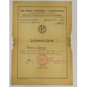 II RP, Certificate L.O.P.P Lvov/Jaroslaw 1936