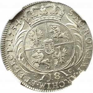 Germany, Saxony, Friedrich August II, 18 groschen 1754, Leipzig - NGC AU55