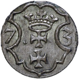 Bezkrólewie, Denar 1573, Gdańsk - tarcza dwunastołukowa