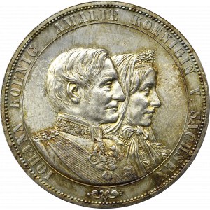 Germany, Saxony, Johann, 2 Vereinsthaler 1872 B - golden wedding