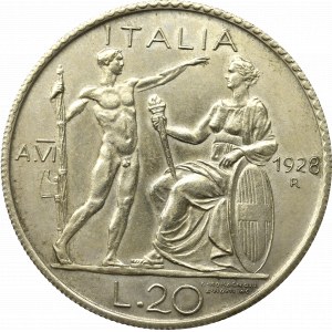 Italy, 20 lira 1928