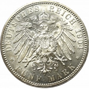 Germany, Saxony, 5 mark 1904