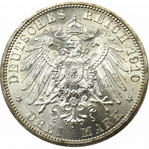 Germany, Sachsen, Wilhelm Ernest, 3 mark 1910