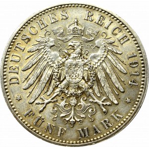 Gemany, Saxony, 5 mark 1913