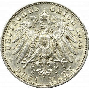 Germany, Wuertemberg, 3 mark 1914