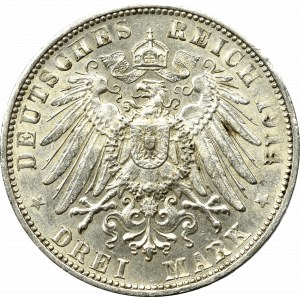 Niemcy, Wirtemberga, 3 marki 1914