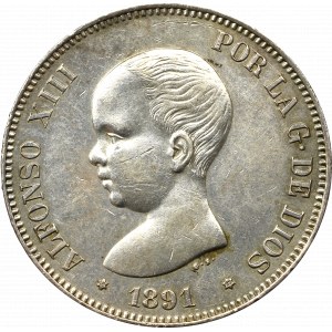 Hiszpania, 5 peset 1891
