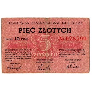 Komisja Finansowa Miasta Łodzi, 5 złotych 1939 ID