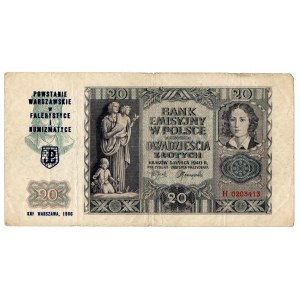 Generalne Gubernatorstwo, 20 złotych 1940 H - nadruki