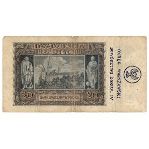 Generalne Gubernatorstwo, 20 złotych 1940 H - nadruki