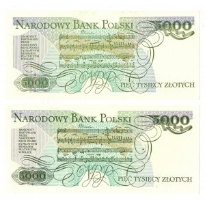PRL, 5000 złotych 1986 - zestaw 2 egzemplarze - Serie DD i DZ