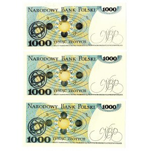 PRL, 1000 złotych 1982 - zestaw 3 egzemplarze - Serie GH, HP, FP