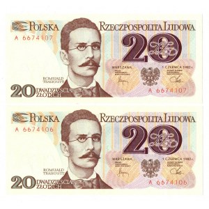 People's Republic of Poland, 20 gold 1982 - set of 2 pieces - Series A