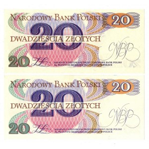 People's Republic of Poland, 20 zloty 1982 - set of 2 pieces - U and W series.