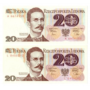People's Republic of Poland, 20 gold 1982 - set of 2 pieces - Series A and L