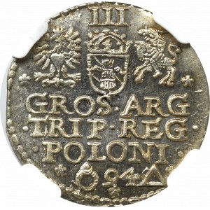 Sigismund III, 3 groschen 1594, Marienburg - NGC MS65