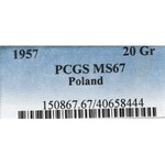PRL, 20 groszy 1957 - PCGS MS67