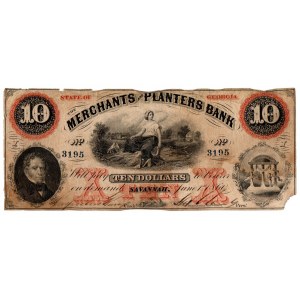 USA, 10 dolarów 1860 Georgia - The Merchants and Planters Bank
