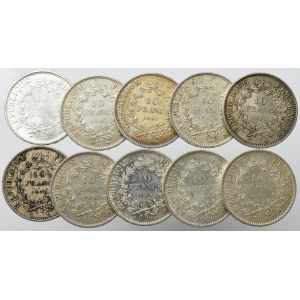 Francja, Zestaw 10 franków 1965-70 (10 egz)