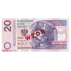 20 złotych 1994 WZÓR - AA 0000000 - Nr. 1799