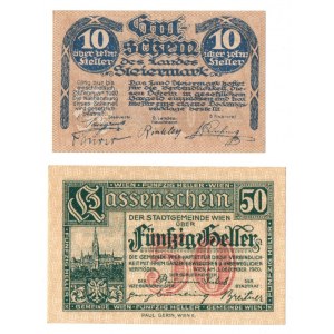 Austria, zestaw 10 i 50 Halerzy 1920