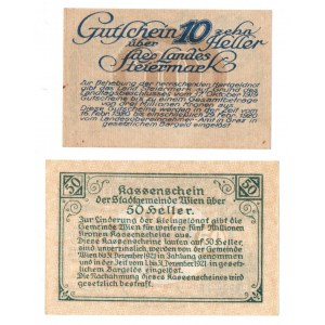 Austria, zestaw 10 i 50 Halerzy 1920