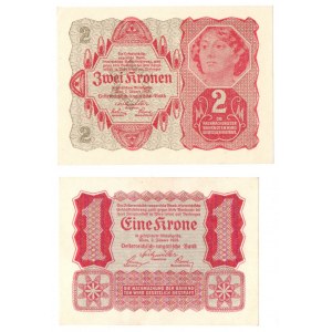 Austro-Węgry, zestaw 1 i 2 korony (2 egzemplarze)