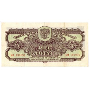 PRL, 5 złotych 1944 ..owe KM