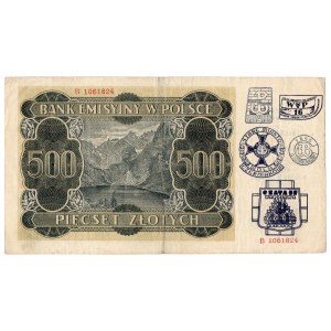 Generalne Gubernatorstwo, 500 złotych 1940 B - z nadrukiem