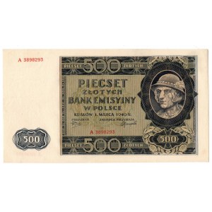 Generalne Gubernatorstwo, 500 złotych 1940 A