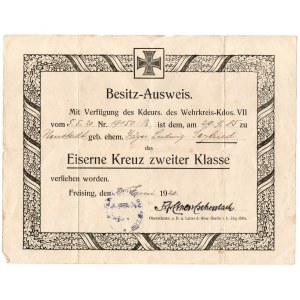Germany, award of Iron Cross Second Class 1920