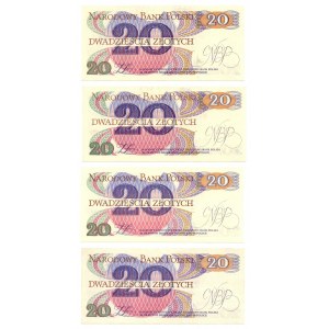 People's Republic of Poland, 20 gold 1982 - set of 4 pieces - AP, AL , AK , AT series