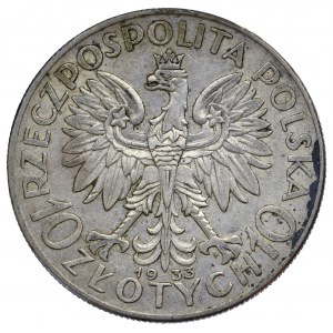II Rzeczpospolita, 10 złotych 1933 Głowa kobiety