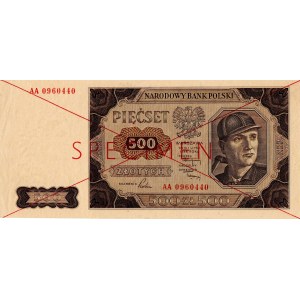 PRL, 500 złotych 1948 - Specimen
