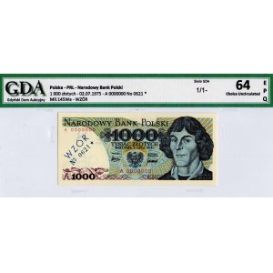 PRL, 1000 złotych 1975 - WZÓR - GDA 64EPQ