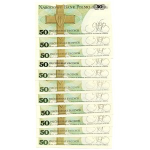 PRL, 50 złotych 1988 - zestaw 11 egzemplarzy - różne serie