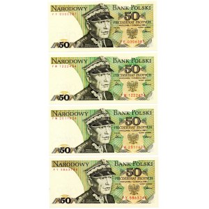 PRL, 50 złotych 1986 - zestaw 4 egzemplarze - różne serie