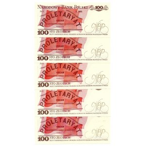 PRL, 100 złotych 1988 - zestaw 5 egzemparzy