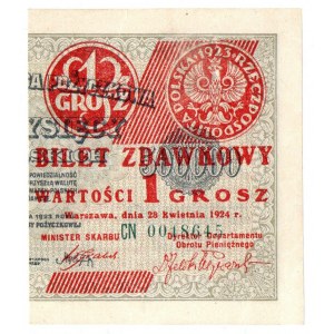 II RP, bilet zdawkowy 1 grosz 1924