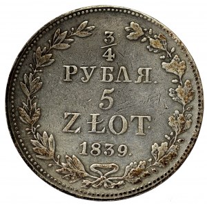 Zabór rosyjski, Mikołaj I, 3/4 rubla=5 złotych 1839 MW