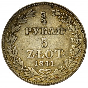 Zabór rosyjski, Mikołaj I, 3/4 rubla=5 złotych 1841 MW, Warszawa