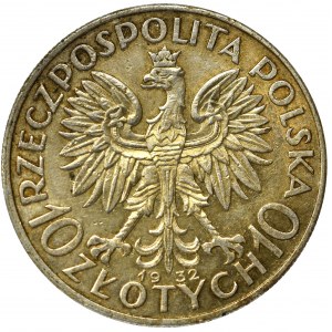 II Rzeczpospolita, 10 złotych 1932 BZM Głowa kobiety