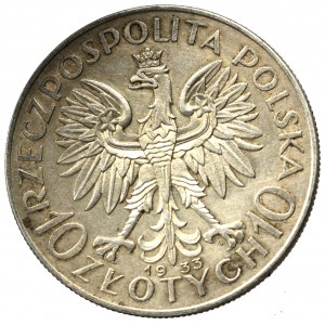 II Rzeczpospolita, 10 złotych 1933 Głowa kobiety