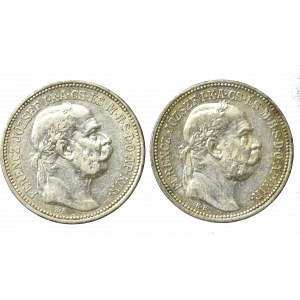 Austro-Węgry zestaw monet 1 korona 1914 i 1915