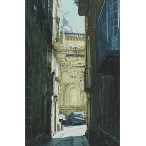 Andrzej Sadowski, Kalabria - Tropea - Uliczka z widokiem na Duomo, 2001