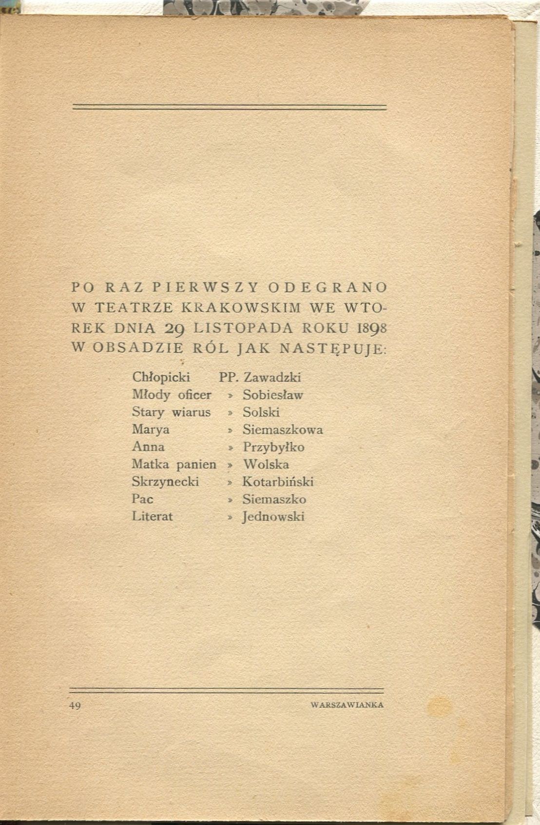 Pieśń Ii Z Ksiąg Pierwszych Interpretacja WYSPIAŃSKI Stanisław - Warszawianka. Pieśń z roku 1831 [wydanie drugie